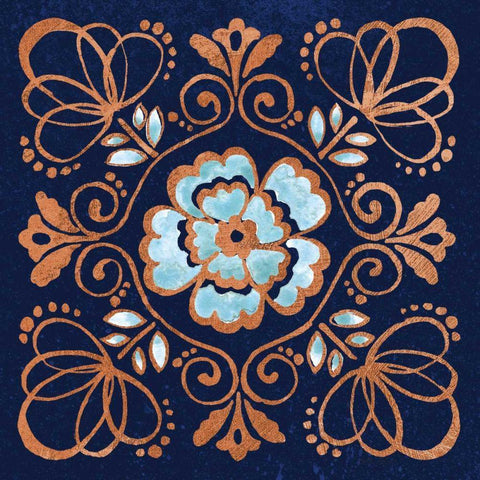October Garden X Blue White Modern Wood Framed Art Print with Double Matting by Grove, Beth