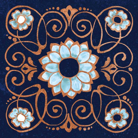 October Garden XII Blue Black Ornate Wood Framed Art Print with Double Matting by Grove, Beth