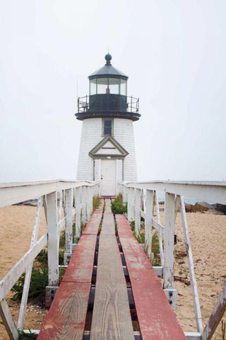 Brant Point Lighthouse White Modern Wood Framed Art Print with Double Matting by Marshall, Laura