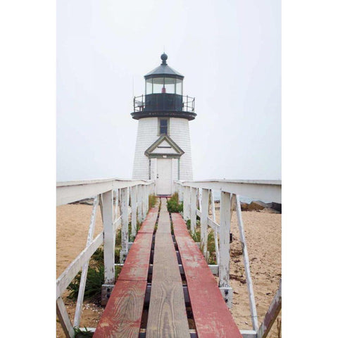 Brant Point Lighthouse Black Modern Wood Framed Art Print by Marshall, Laura