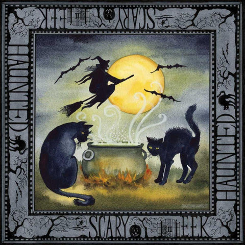 Haunting Halloween Night III Black Ornate Wood Framed Art Print with Double Matting by McKenna, Kathleen Parr