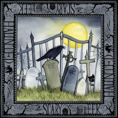 Haunting Halloween Night IV Black Modern Wood Framed Art Print by McKenna, Kathleen Parr