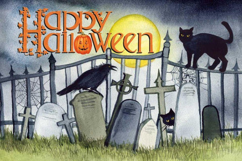 Haunting Halloween Night V White Modern Wood Framed Art Print with Double Matting by McKenna, Kathleen Parr