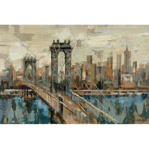 New York View White Modern Wood Framed Art Print by Vassileva, Silvia