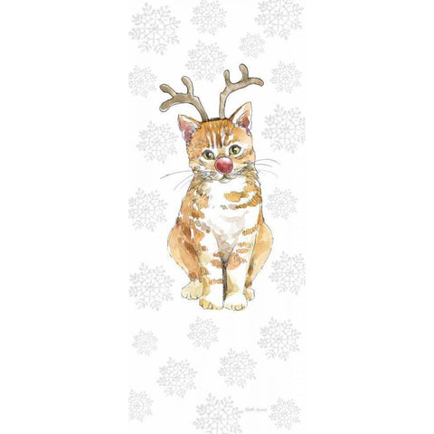 Christmas Kitties III Snowflakes Black Modern Wood Framed Art Print with Double Matting by Grove, Beth