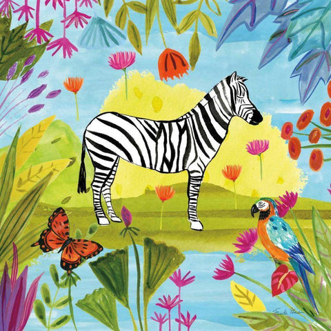 The Big Jungle III White Modern Wood Framed Art Print by Zaman, Farida