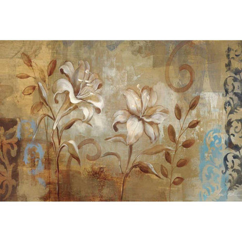 Flowers on Silver I WAG Gold Ornate Wood Framed Art Print with Double Matting by Vassileva, Silvia