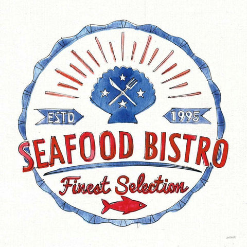 Seafood Shanty VII White Modern Wood Framed Art Print with Double Matting by Tavoletti, Anne