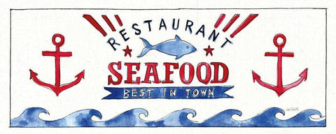 Seafood Shanty X White Modern Wood Framed Art Print with Double Matting by Tavoletti, Anne