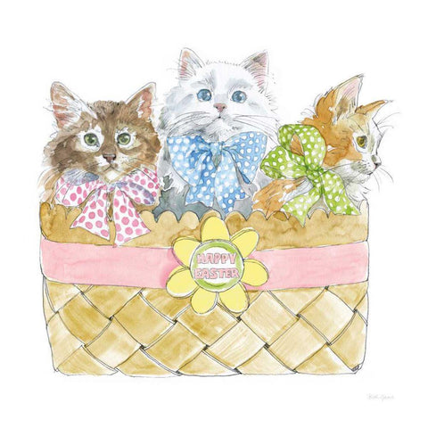 Easter Kitties I White Modern Wood Framed Art Print by Grove, Beth