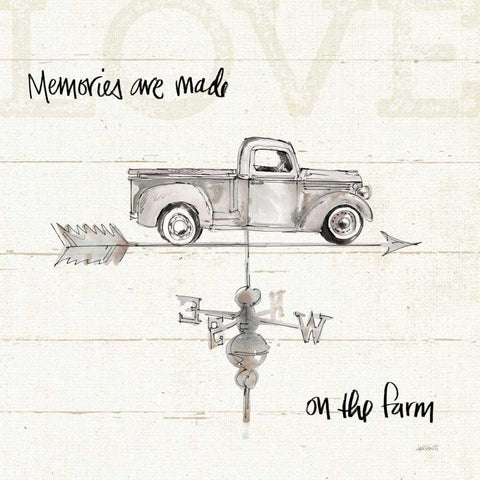 Farm Memories V Truck White Modern Wood Framed Art Print with Double Matting by Tavoletti, Anne