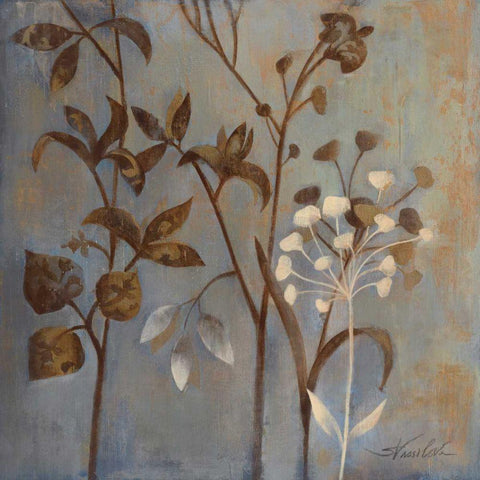 Branches in Dusty Blue I Black Modern Wood Framed Art Print by Vassileva, Silvia