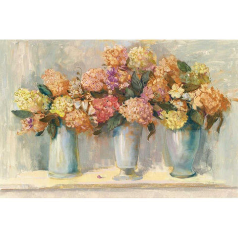 Fall Hydrangea Bouquets Gold Ornate Wood Framed Art Print with Double Matting by Rowan, Carol