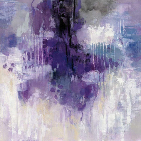 Violet Rain White Modern Wood Framed Art Print by Vassileva, Silvia