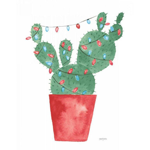 A Very Cactus Christmas III Dark Green White Modern Wood Framed Art Print by Jackson, Jenaya