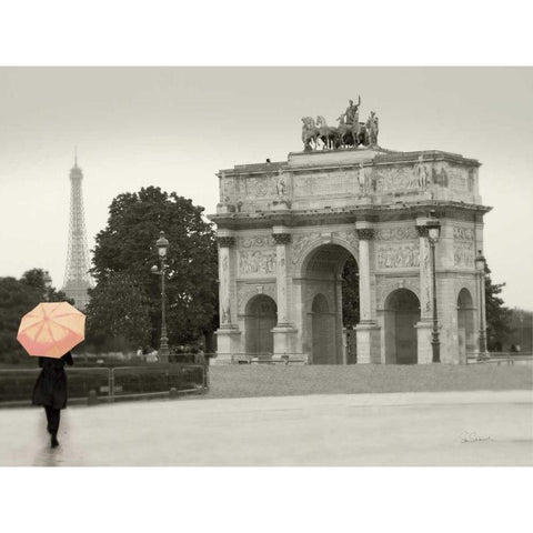 Paris in the Rain I Gold Ornate Wood Framed Art Print with Double Matting by Schlabach, Sue