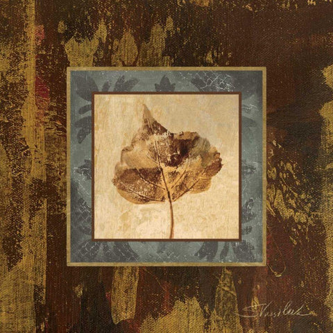 Autumn Leaf Square II Black Ornate Wood Framed Art Print with Double Matting by Vassileva, Silvia