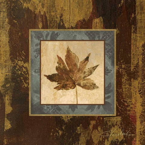 Autumn Leaf Square IV Gold Ornate Wood Framed Art Print with Double Matting by Vassileva, Silvia