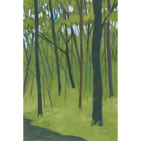 Spring Woods Dark Green Black Modern Wood Framed Art Print with Double Matting by Lovell, Kathrine