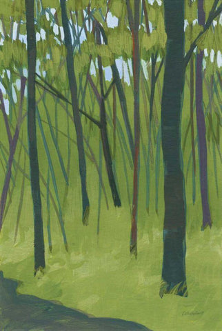 Spring Woods Dark Green Black Ornate Wood Framed Art Print with Double Matting by Lovell, Kathrine