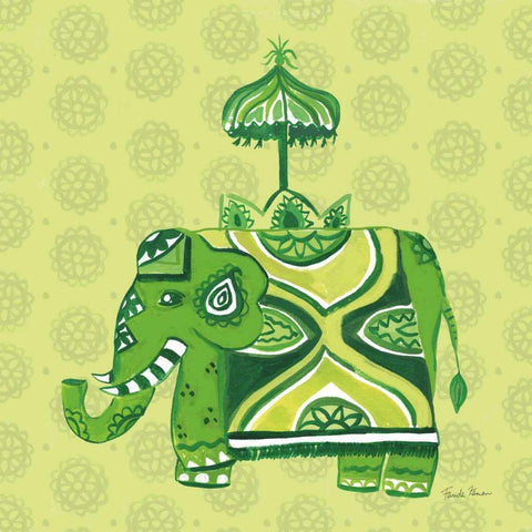 Jeweled Elephant IV Black Ornate Wood Framed Art Print with Double Matting by Zaman, Farida