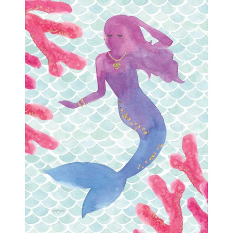 Mermaid Friends I Black Modern Wood Framed Art Print with Double Matting by Jackson, Jenaya