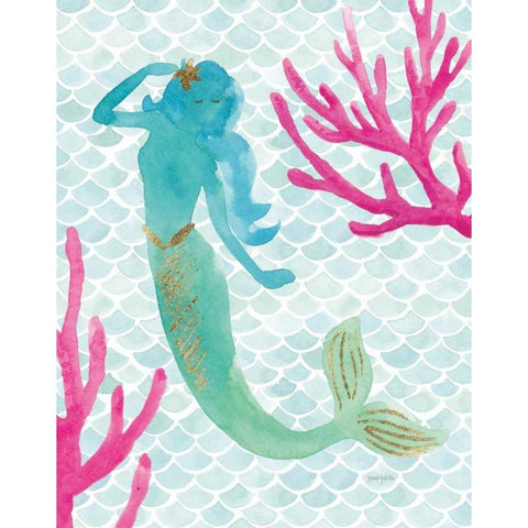 Mermaid Friends II Black Modern Wood Framed Art Print with Double Matting by Jackson, Jenaya