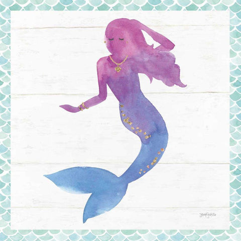 Mermaid Friends III White Modern Wood Framed Art Print with Double Matting by Jackson, Jenaya