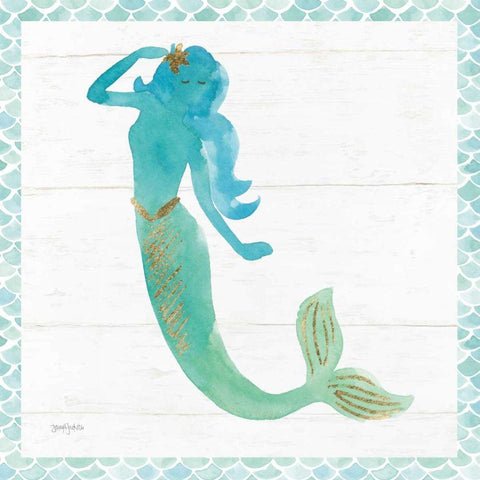 Mermaid Friends IV White Modern Wood Framed Art Print with Double Matting by Jackson, Jenaya