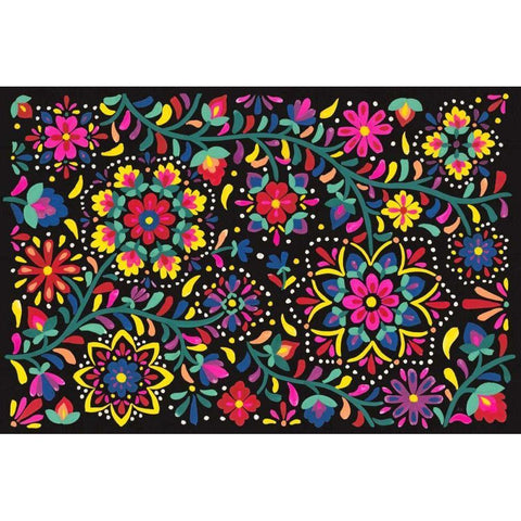 Floral Fiesta I Gold Ornate Wood Framed Art Print with Double Matting by Marshall, Laura