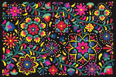 Floral Fiesta I White Modern Wood Framed Art Print with Double Matting by Marshall, Laura