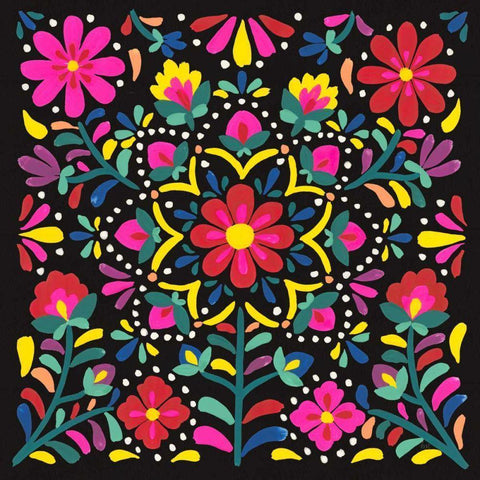 Floral Fiesta II White Modern Wood Framed Art Print by Marshall, Laura