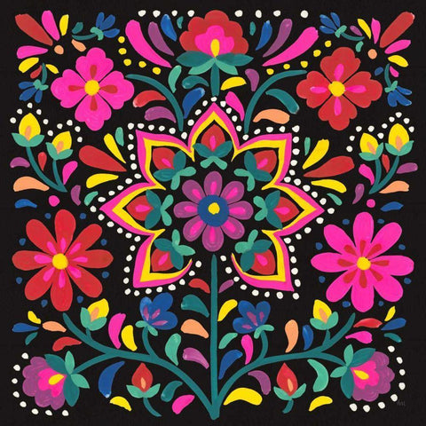 Floral Fiesta III White Modern Wood Framed Art Print by Marshall, Laura