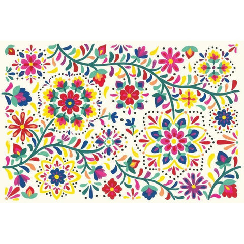 Floral Fiesta White I Black Modern Wood Framed Art Print with Double Matting by Marshall, Laura