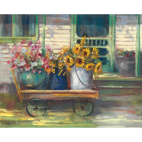 Garden Wagon White Modern Wood Framed Art Print by Rowan, Carol