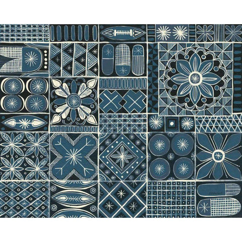 Adire VII Cream Black Modern Wood Framed Art Print by Lovell, Kathrine