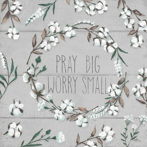 Blessed VI Gray Pray Big Worry Small Gold Ornate Wood Framed Art Print with Double Matting by Penner, Janelle