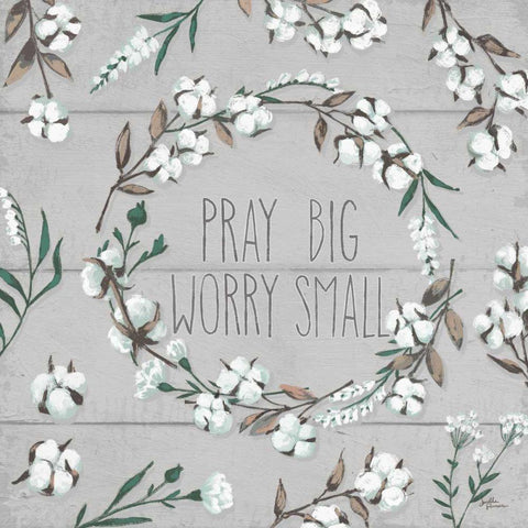 Blessed VI Gray Pray Big Worry Small Black Modern Wood Framed Art Print by Penner, Janelle