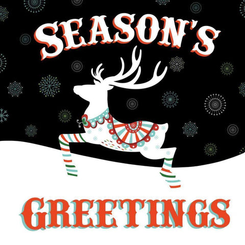 Mod Holiday on Black IV White Modern Wood Framed Art Print by Wild Apple Portfolio