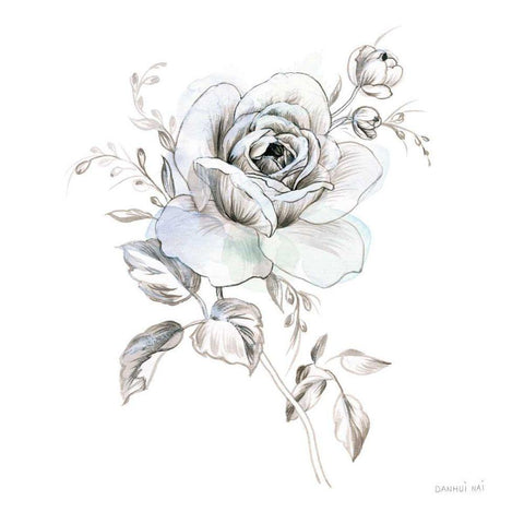 Sketchbook Garden IX White Modern Wood Framed Art Print with Double Matting by Nai, Danhui