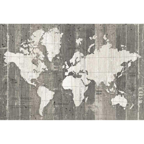 Old World Map Neutral White Modern Wood Framed Art Print by Wild Apple Portfolio