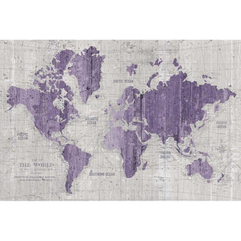 Old World Map Purple Gray Black Modern Wood Framed Art Print by Wild Apple Portfolio