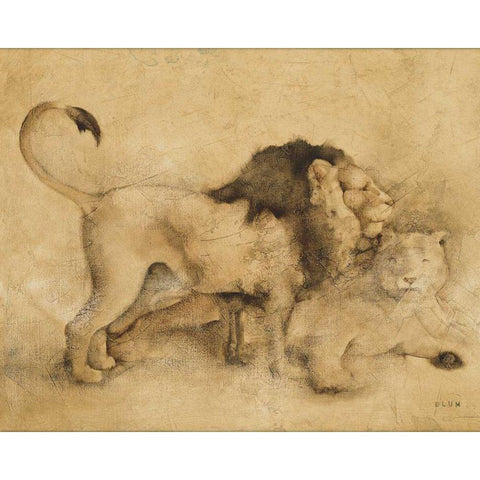 Global Lions Light Crop Gold Ornate Wood Framed Art Print with Double Matting by Blum, Cheri