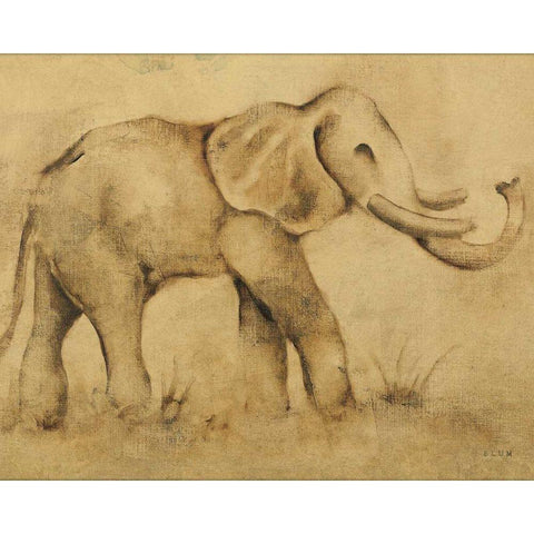 Global Elephant Light Crop White Modern Wood Framed Art Print by Blum, Cheri