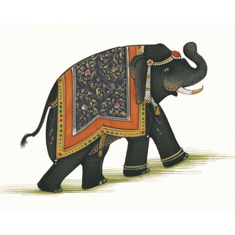 India Elephant I Light Crop Gold Ornate Wood Framed Art Print with Double Matting by Wild Apple Portfolio