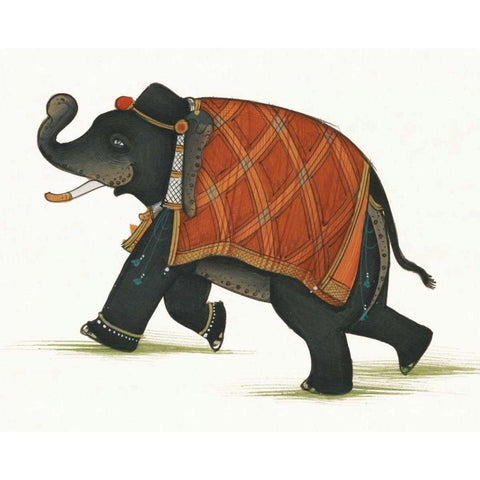 India Elephant II Light Crop Black Modern Wood Framed Art Print with Double Matting by Wild Apple Portfolio