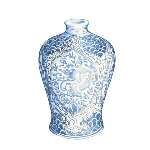 Ginger Jar I on White White Modern Wood Framed Art Print by Wild Apple Portfolio