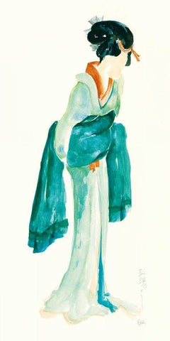 Geisha II Bright Crop White Modern Wood Framed Art Print with Double Matting by Paschke, Chris