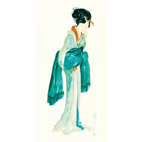 Geisha II Bright Crop Black Modern Wood Framed Art Print with Double Matting by Paschke, Chris