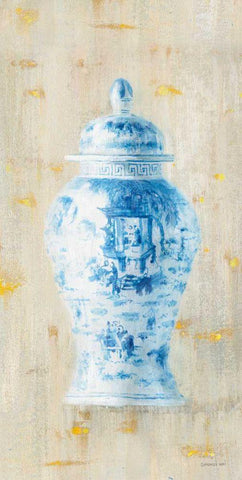 Ginger Jar II Light Crop White Modern Wood Framed Art Print with Double Matting by Nai, Danhui